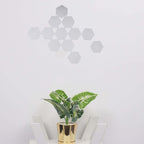 12 Pack Hexagon Acrylic Mirror Wall Stickers, 5" Removable Wall Decals For Home Decor