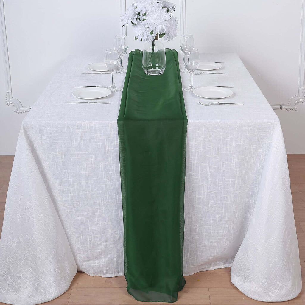 Chiffon 6ft Table Runner Hunter Emerald Green - Flowy & Lightweight Table Decor
