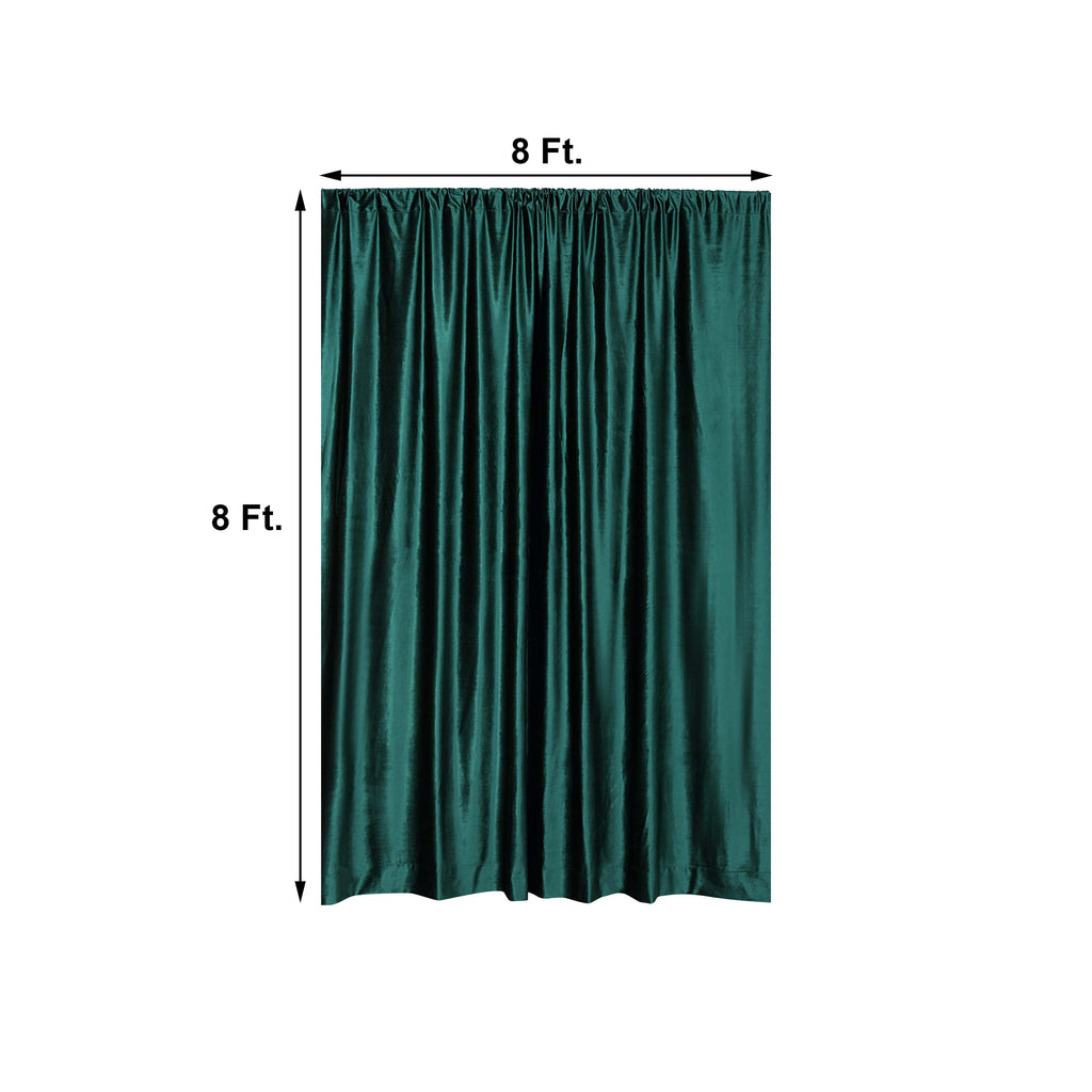 Hunter Emerald Green Crushed Velvet Backdrop Curtain â€“ 8ft x 8ft Event Drape with Rod Pocket, Privacy Panel for Photo Booths & Events