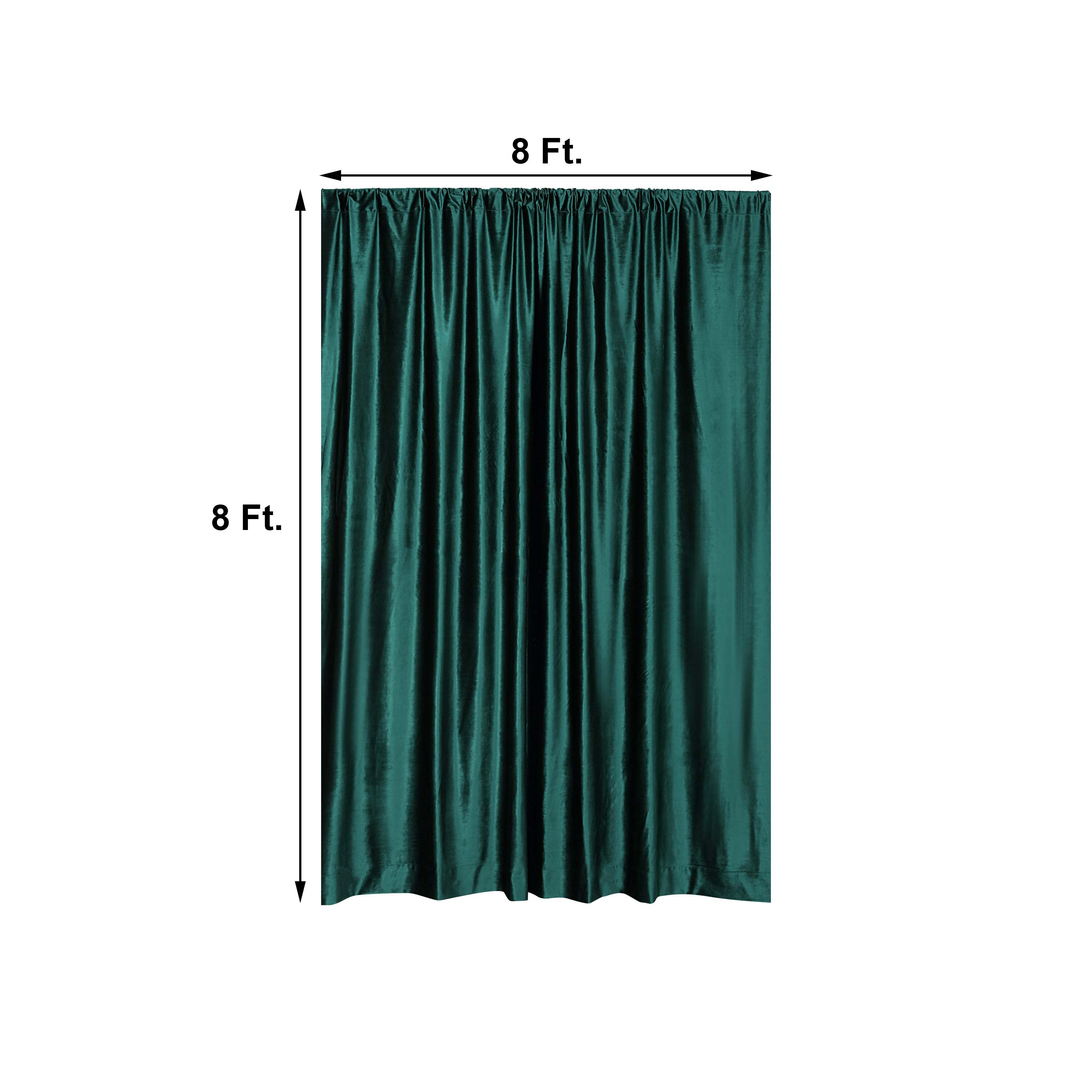 Hunter Emerald Green Crushed Velvet Backdrop Curtain â€“ 8ft x 8ft Event Drape with Rod Pocket, Privacy Panel for Photo Booths & Events