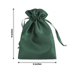 12 Pack 6"x9" Hunter Emerald Green Satin Wedding Party Favor Bags, Drawstring Pouch Gift Bags