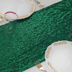 Sequin 12"x108" Table Runner Hunter Emerald Green - Glittering Design