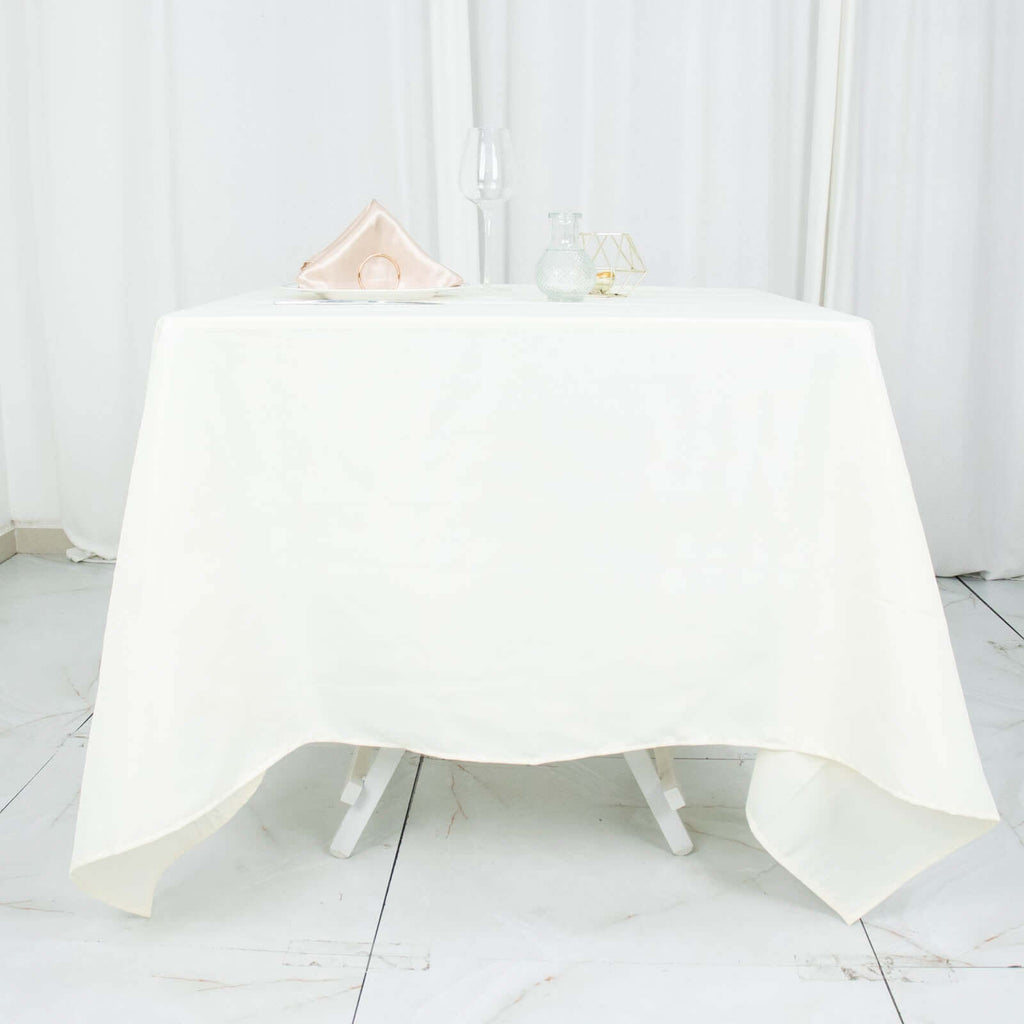 Premium Polyester Square Tablecloth 70"x70" Ivory 220GSM Wrinkle-Resistant Table Cover