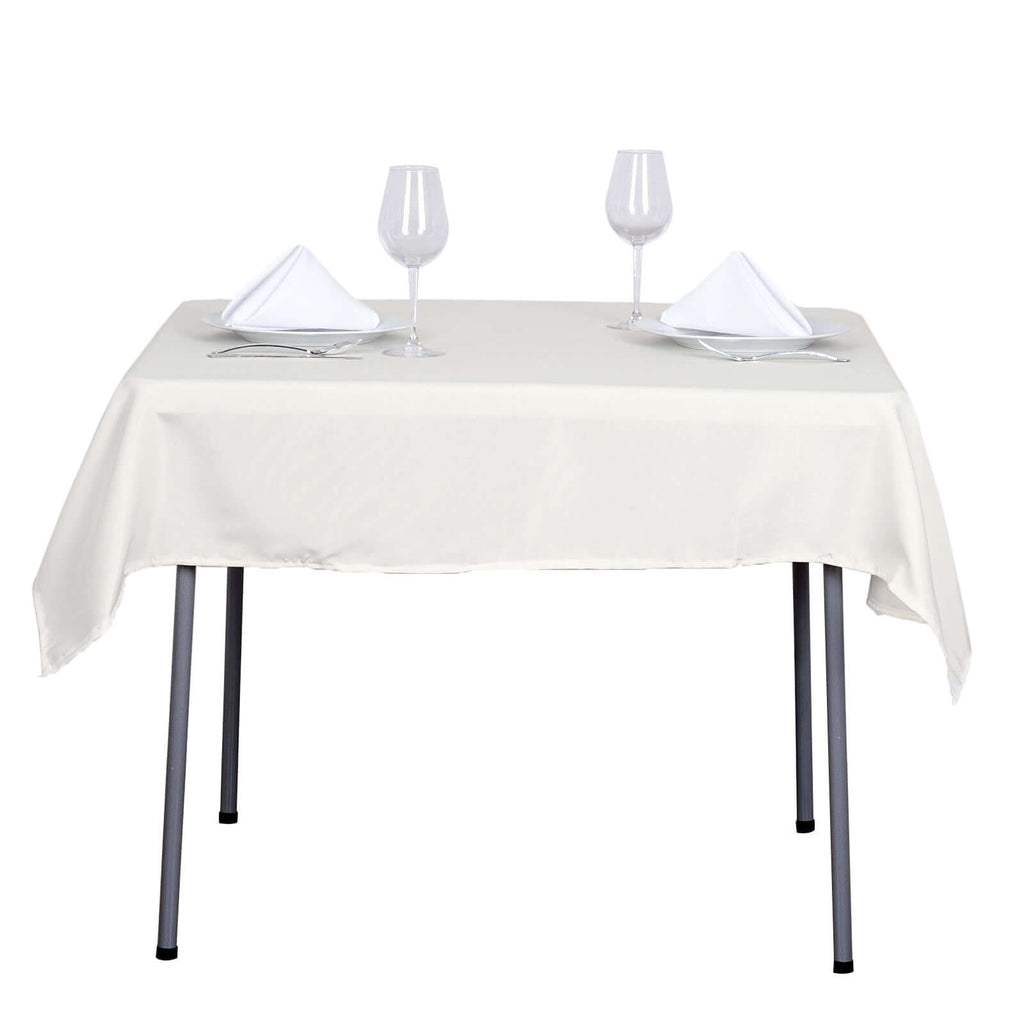 Polyester Square 54"x54" Tablecloth Ivory - Wrinkle-Resistant & Durable Table Cover