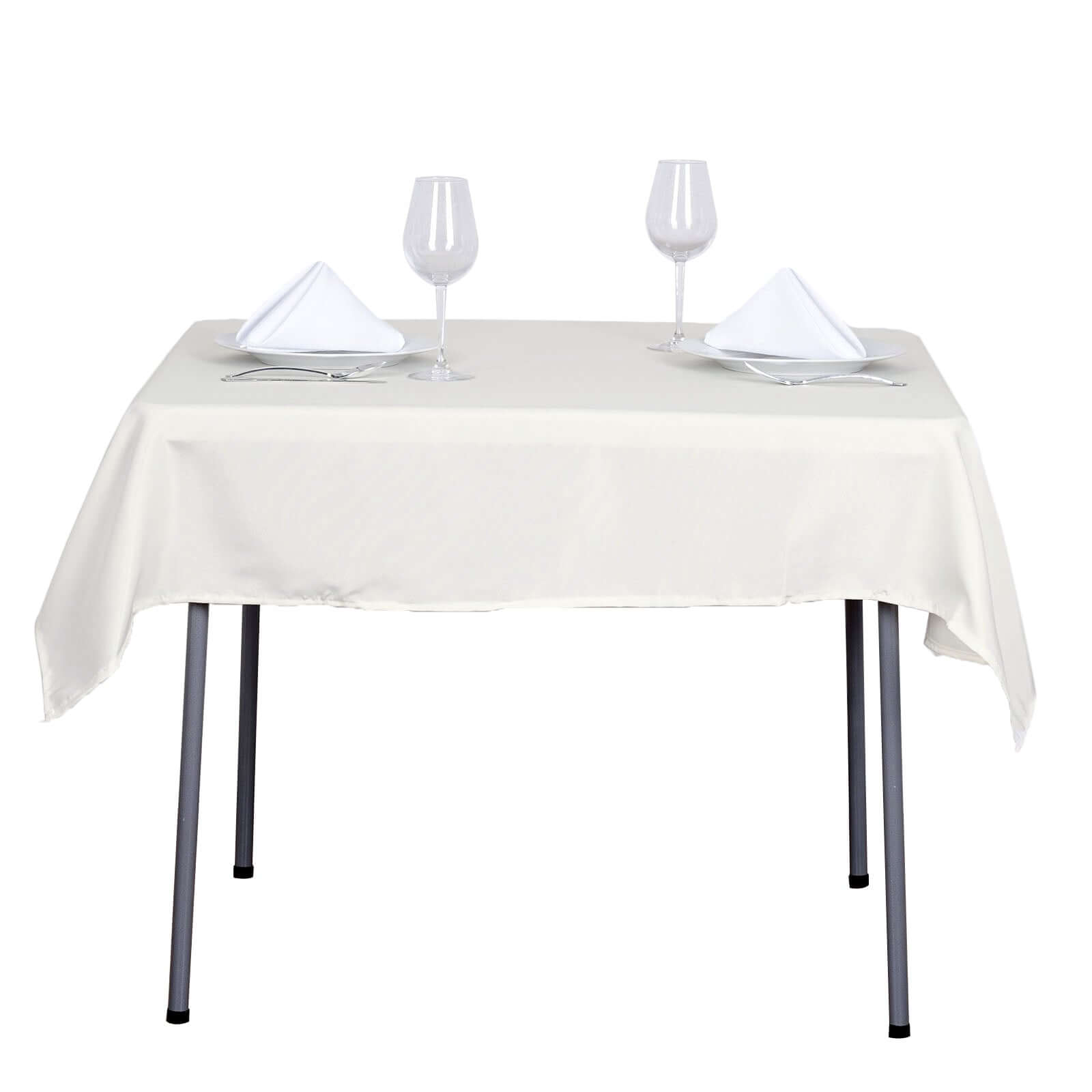 Polyester Square 54"x54" Tablecloth Ivory - Wrinkle-Resistant & Durable Table Cover