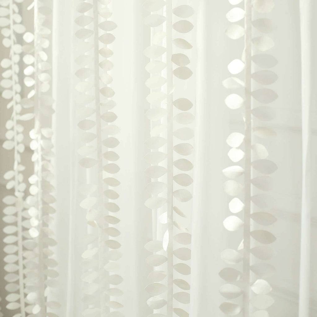 Taffeta Ribbon Sash with 4" Leaf Petal Design Ivory 50ft - Sophisticated Artificial Fabric Garland