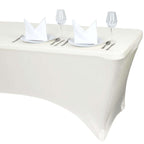 Stretch Spandex 96"x30" Rectangle Table Cover Ivory - Durable Form-Fitting Tablecloth
