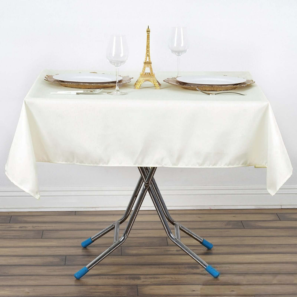 Premium Polyester 54"x54" Square Tablecloth Ivory - Stain and Wrinkle-Resistant 220GSM Table Cover