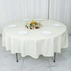 Premium Polyester 90" Round Tablecloth Ivory - Stain and Wrinkle-Resistant Design with 220GSM Thickness Table Cover