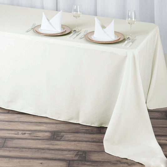 Premium Polyester 90"x156" Rectangle Tablecloth Ivory - Seamless 220GSM Stain-Resistant Table Cover
