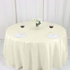 Taffeta 132" Round Tablecloth Ivory - Seamless Accordion Crinkle Table Cover