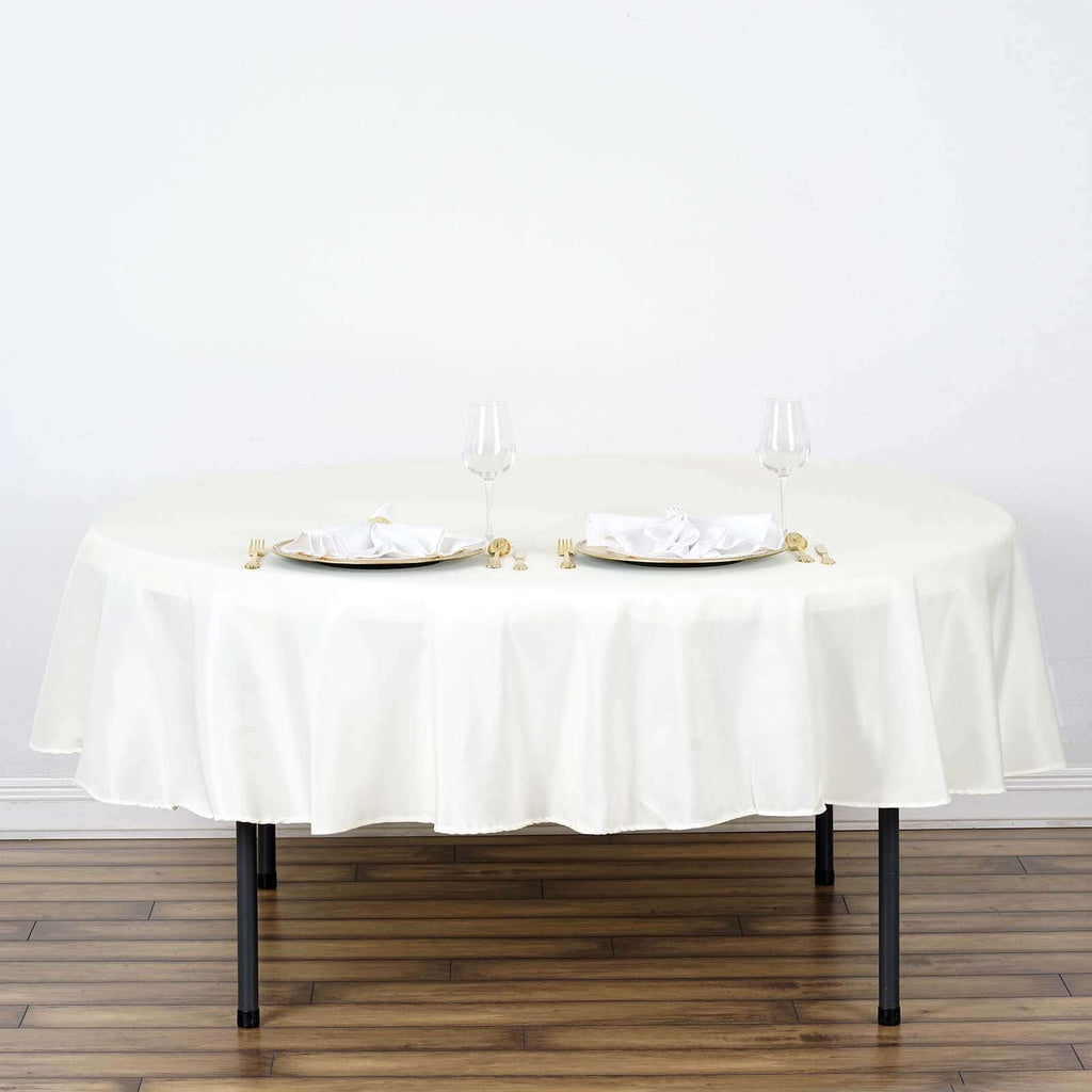 Polyester 70" Round Tablecloth Ivory - Durable & Wrinkle-Resistant Table Cover