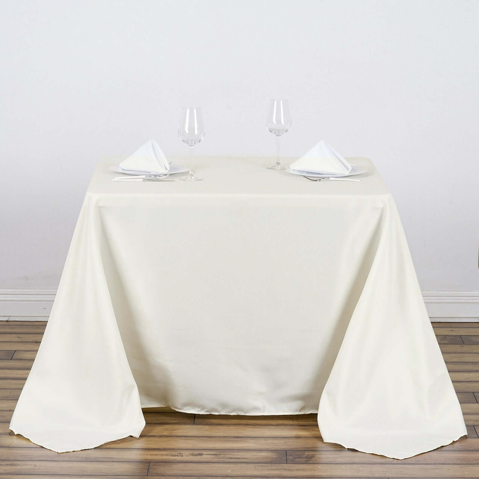 Polyester Square 90"x90" Tablecloth Ivory - Wrinkle-Resistant & Durable Table Cover