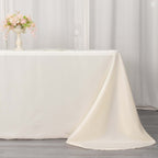 Polyester 90"x132" Rectangle Tablecloth Ivory - Rounded Corners and Seamless Table Cover
