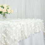 Taffeta 72"x72" Table Overlay Square Tablecloth Ivory - 3D Leaf Petal Table Cover