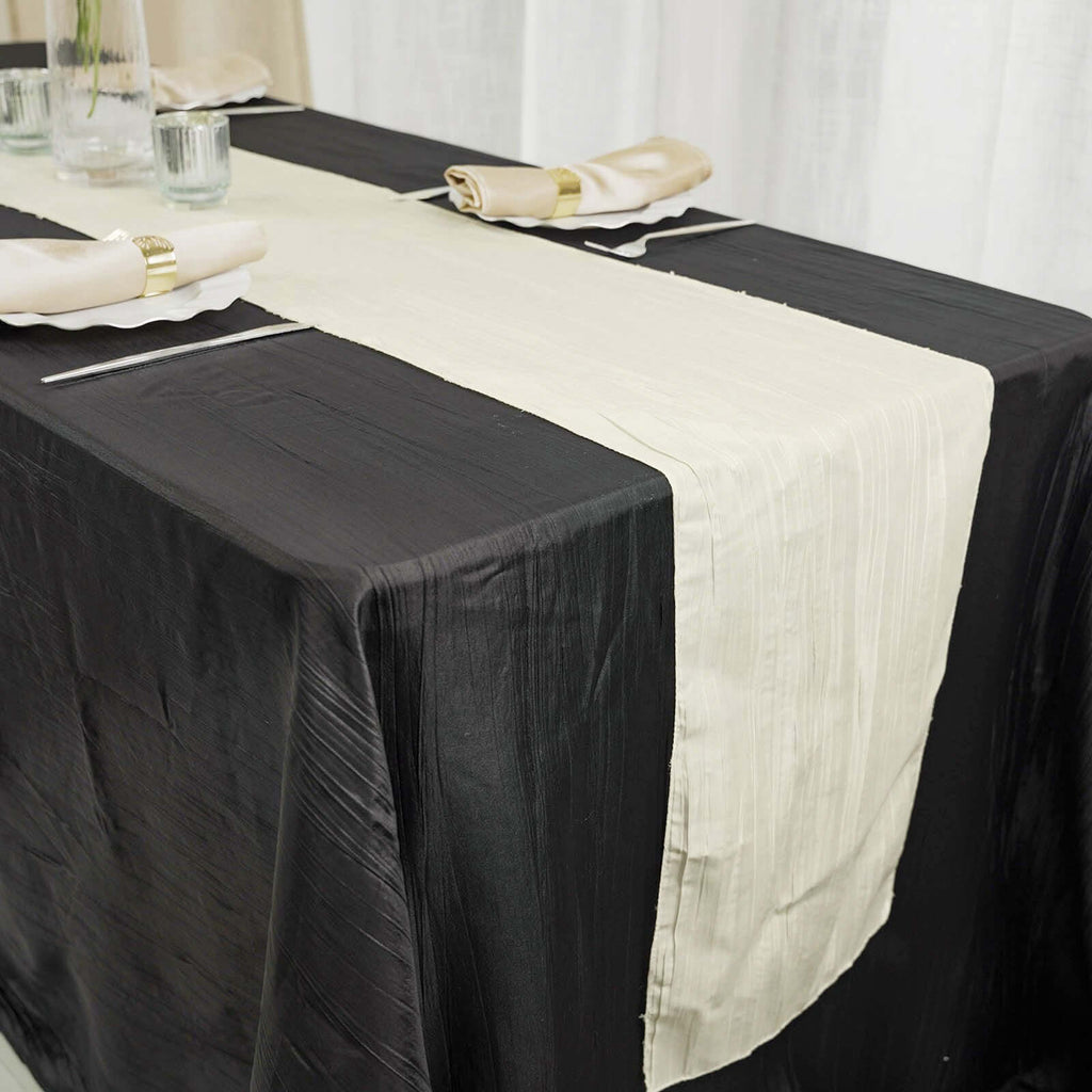 Taffeta 12"x108" Table Runner Ivory - Accordion Crinkle Design