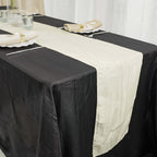 Taffeta 12"x108" Table Runner Ivory - Accordion Crinkle Design