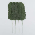 28 Pack Green And Gold Silk Tropical Monstera Palm Leaves, Assorted Artificial Jungle Theme Branches