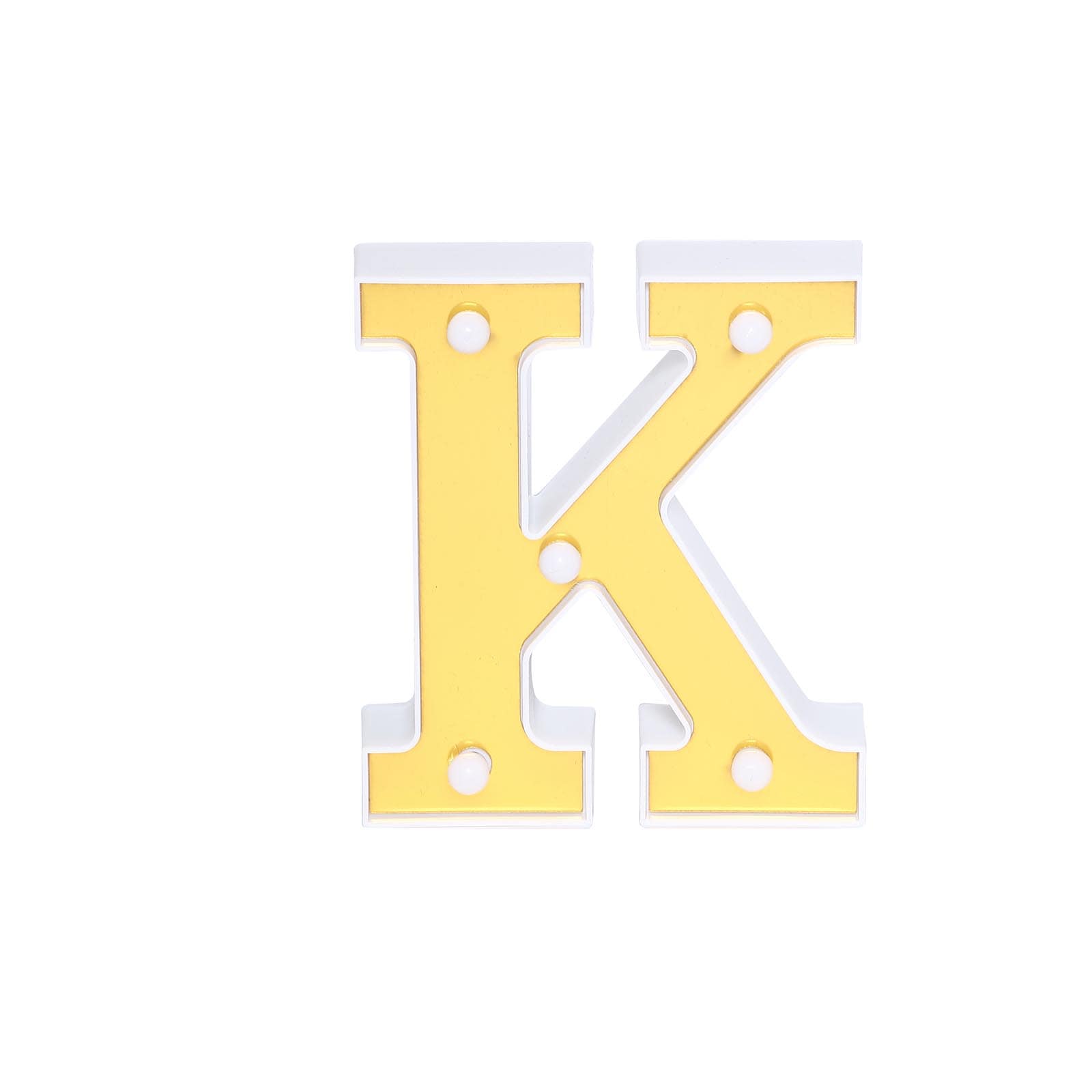 3D Marquee Letter "K" Warm White 5 LED Lights Gold - Chic Light-Up Decor for Events 6"