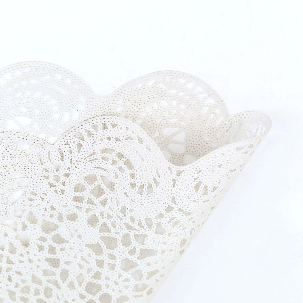 6-Pack Dining Table Mats Floral Lace Design White - Vinyl Non-Slip Surface with Vintage Appeal 15"