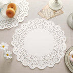 100 Pcs Paper 14" Round Placemats in White - Food Grade Lace Paper Doilies for Dessert Display & Table Decor