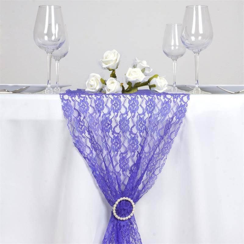 Floral Lace 12"x108" Table Runner Royal Blue - Stylish Vintage Table Decor