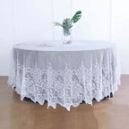 Lace 108" Round Tablecloth White - Premium Design for Formal Table Settings