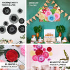 Set of 6 Lavender Giant Carnation 3D Paper Flowers Wall Decor - 12",16",20"