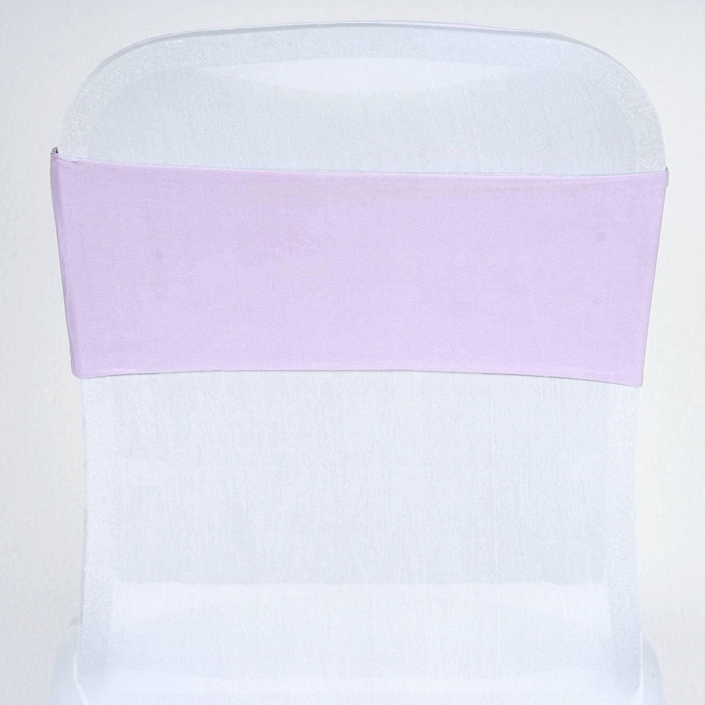 5 Pack Stretch Spandex Chair Sashes Lavender Lilac - Fitted Finish Two Ply Heavy Duty Chair Bands 5"x12"