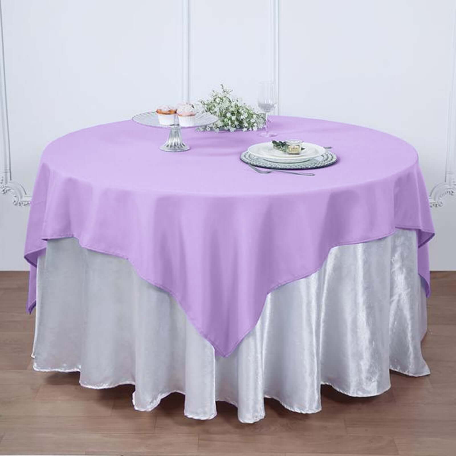 Polyester 54"x54" Table Overlay Square Tablecloth Lavender Lilac - Wrinkle-Resistant & Durable Table Cover