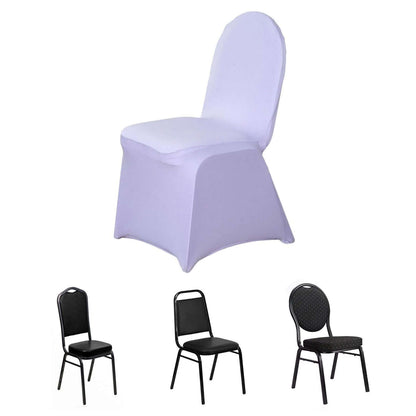 Spandex Chair Cover for Banquet Chairs Lavender Lilac - Stretch 160GSM Fabric with Slip-On Slipcover