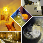 6-Pack Clear Crystal Acrylic LED Lamps Warm White Decorative Design - Accent Night Lights 4.5"