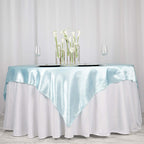 Satin 72"x72" Table Overlay Square Tablecloth Light Blue - Smooth Finish Table Cover
