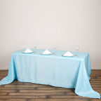 Polyester 90"x132" Rectangle Tablecloth Light Blue - Seamless Wrinkle-Resistant Table Cover