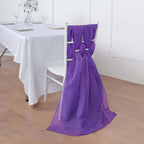 5 Pack Chiffon Chair Sashes Purple - Soft & Lightweight Designer Chair Bows 22"x78"