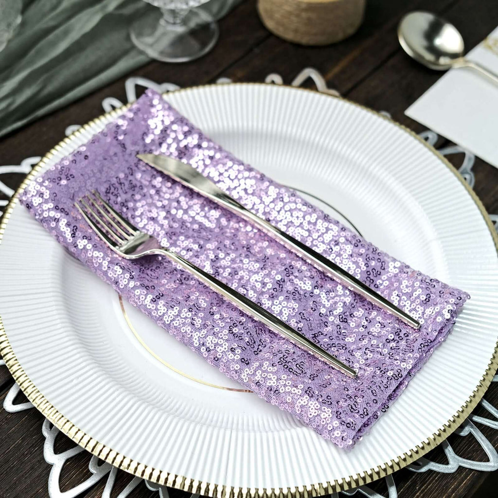 Sequin 20"x20" Napkin Lavender Lilac - Shimmering Dinner Napkin