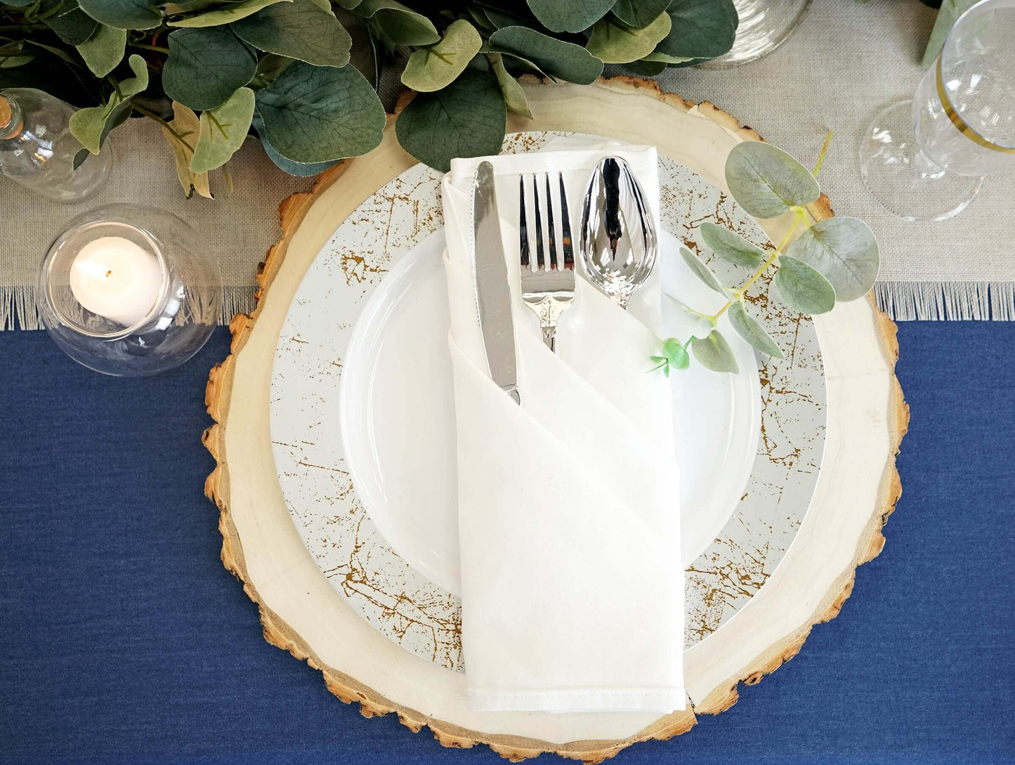 24-Pack Plastic Forks Baroque Style Metallic Silver - Heavy Duty Disposable Silverware 8"