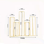 Set of 5 Wedding Centerpieces Gold Frame Conjoined Geometric Design - Test Tube Hydroponic Vases 12"