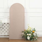 5ft Matte Nude Spandex Fitted Chiara Backdrop Stand Cover For Round Top Wedding Arch