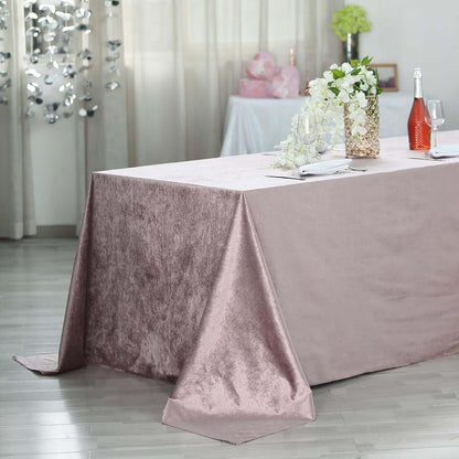 Premium Velvet 90"x156" Rectangle Tablecloth Mauve - Reusable Soft & Seamless Table Cover