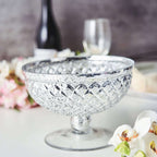 Mercury Glass Pedestal Bowl Vase Compote Style Silver - Sophisticated Floral Table Decor for Events 8"