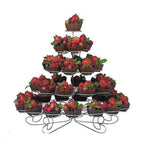 5-Tier Metal Cupcake Stand 15" Silver with 41 Spiral Holders - Space-Saving Non-Chip Finish Dessert Display Tower Tray for Parties & Buffets