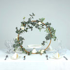 20" Gold Round Arch Wedding Centerpiece, Metal Hoop Wreath Tabletop Decor