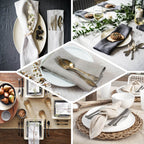 5 Pack Faux Linen 20"x20" Napkins Natural - Slubby Textured & Wrinkle Resistant Cloth Napkins