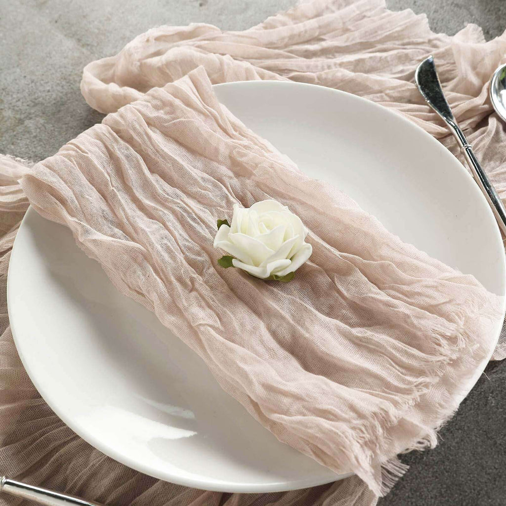 5 Pack Gauze Cheesecloth 24"x19" Napkins Nude Beige Reusable Dinner Napkins