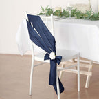 5 Pack Taffeta 6"x106" Chair Sashes Navy Blue Accordion Crinkle Texture - Stylish Decor for Weddings & Gatherings