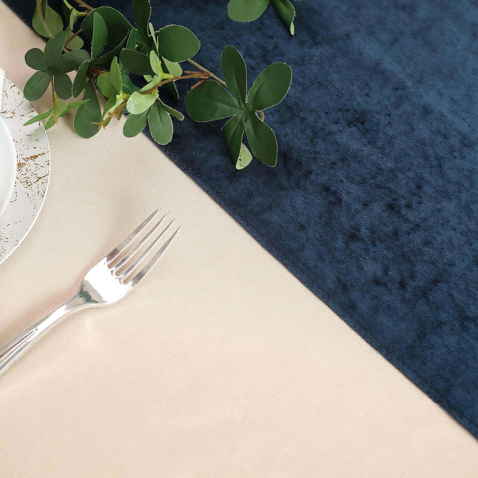 Premium Velvet 12"x108" Table Runner Navy Blue - Sheen Finish Reusable Table Decor