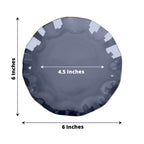 10-Pack Plastic Round 6" Dessert Plates in Navy Blue Ruffled Rim with Gold Edging - Sturdy Disposable Salad Appetizer Dinnerware