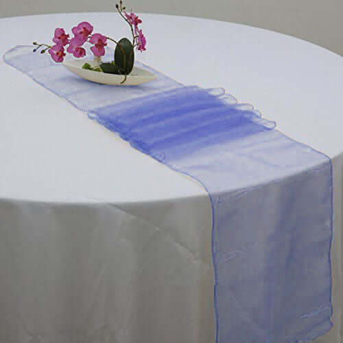 10 Pack Sheer Organza 14"x108" Table Runners Navy Blue - Soft and Lightweight Table Accent