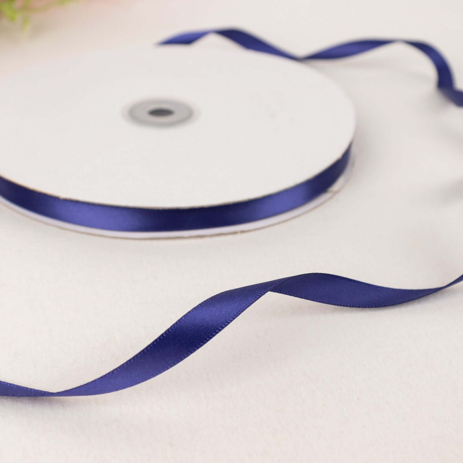 100 Yards 3/8" Navy Blue Single Face Decorative Satin Ribbon